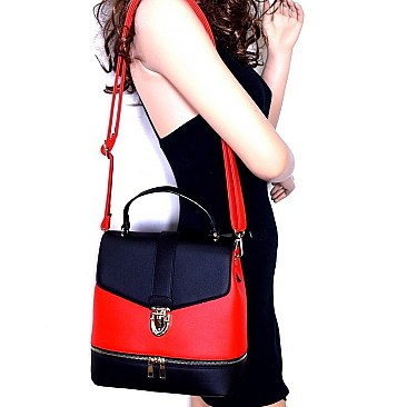 Spiffy Push-Lock 2 in 1 Convertible Backpack Satchel MH-MA3016