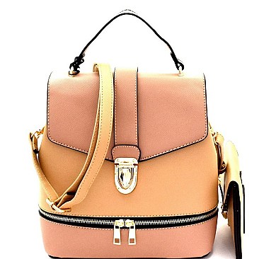 Spiffy Push-Lock 2 in 1 Convertible Backpack Satchel MH-MA3016