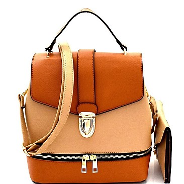 Spiffy Push-Lock 2 in 1 Convertible Backpack Satchel MH-MA3016