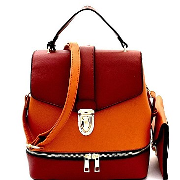 Spiffy Push-Lock 2 in 1 Convertible Backpack Satchel MH-MA3016