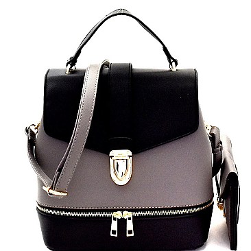 Spiffy Push-Lock 2 in 1 Convertible Backpack Satchel MH-MA3016