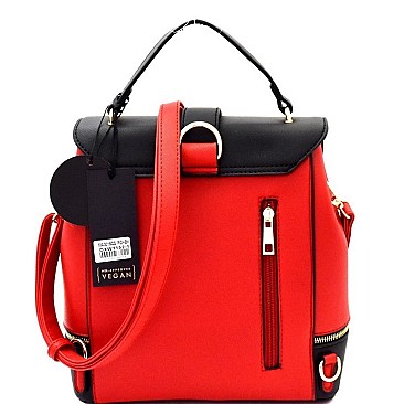 Spiffy Push-Lock 2 in 1 Convertible Backpack Satchel MH-MA3016