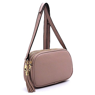 Multi Compartment Tassel Crossbody Bag