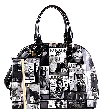 Magazine Print 2 in 1 Dome Satchel Value SET MH-MB1208S