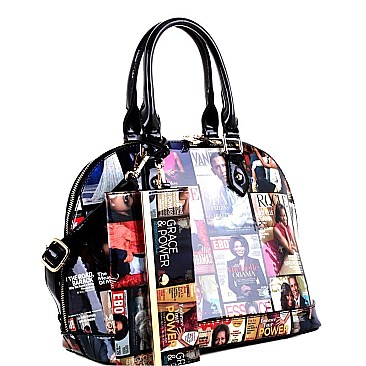 Magazine Print 2 in 1 Dome Satchel Value SET MH-MB1208S