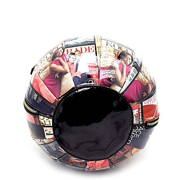 Obama Magazine Print Ball-Shaped Zip Top Satchel RZ-MB5003