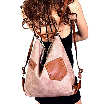 Convertible Jean Inspired Hobo Backpack