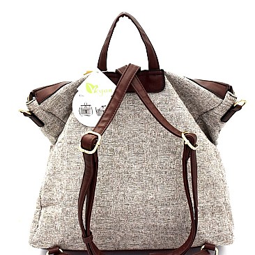 MC0021-LP Tweed Two-Tone Convertible Fashion Backpack