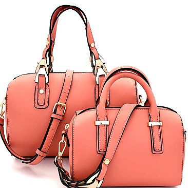 MC0036-LP Unique Linked Strap Accent 2 in 1 Twin Satchel SET