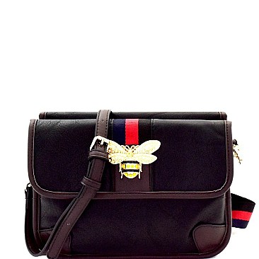 Bee Charm Color Block Striped Compartment Shoulder Bag MH-MC0040