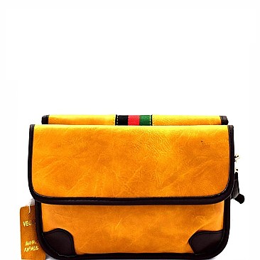 Bee Charm Color Block Striped Compartment Shoulder Bag MH-MC0040