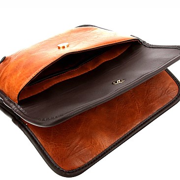 Bee Charm Color Block Striped Compartment Shoulder Bag MH-MC0040