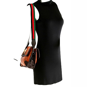 Bee Charm Color Block Striped Compartment Shoulder Bag MH-MC0040