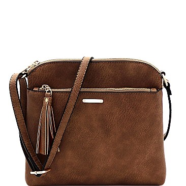 Tassel Accent Front Pocket Cross Body