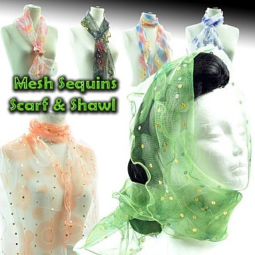 Sequin Mesh Scarf & Shawl