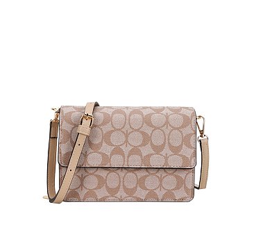 Oval Pattern Print Multi-Compartment Crossbody Bag