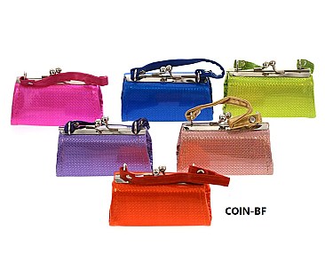 PACK OF 12 PCS ASSORTED COLOR DESIGNER MINI COIN PURSE