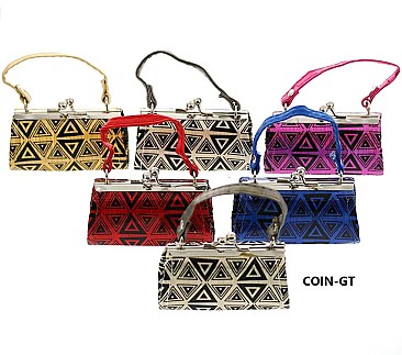 PACK OF 12 PCS ASSORTED COLOR DESIGNER MINI COIN PURSE