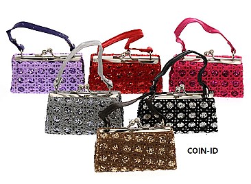 PACK OF 12 PCS ASSORTED COLOR DESIGNER MINI COIN PURSE