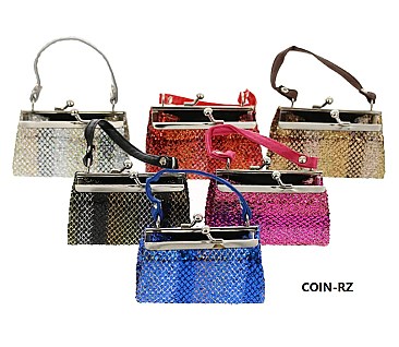 PACK OF 12 PCS ASSORTED COLOR DESIGNER MINI COIN PURSE