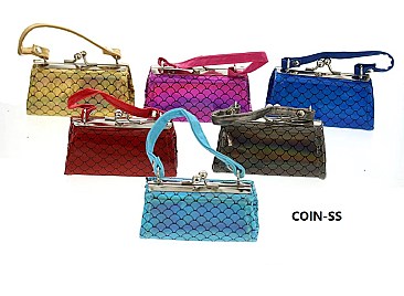 PACK OF 12 PCS ASSORTED COLOR DESIGNER MINI COIN PURSE