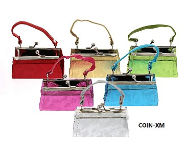 PACK OF 12 PCS ASSORTED COLOR DESIGNER MINI COIN PURSE