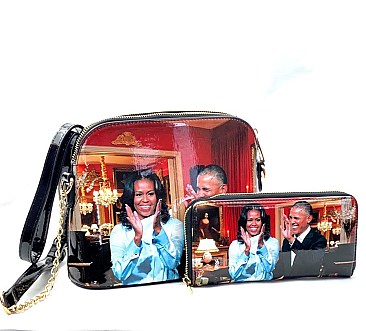 2 in 1 Michelle Obama Messenger + Wallet set