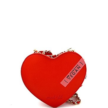 ML1004-LP Tassel Accent Quilted Heart-Shape Chain Shoulder Bag