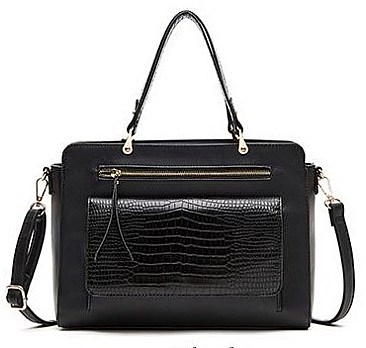 STYLISH CROCODILE SATCHEL BAG WITH LONG STRAP