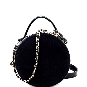 Faux-Fur Round Chain Shoulder Bag Mh-MM7243