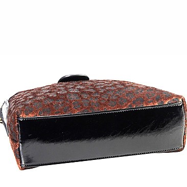 Bee Charm Faux-Fur Leopard Dome Shoulder Bag MH-MO7266