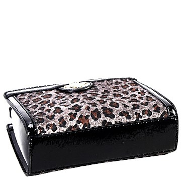 Bee Charm Faux-Fur Leopard Structured Shoulder Bag MH-MO7267
