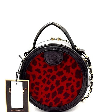 Bee Charm Faux-Fur Leopard Round Shoulder Bag  MH-MO7268