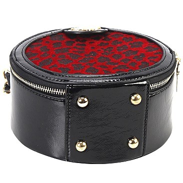 Bee Charm Faux-Fur Leopard Round Shoulder Bag  MH-MO7268