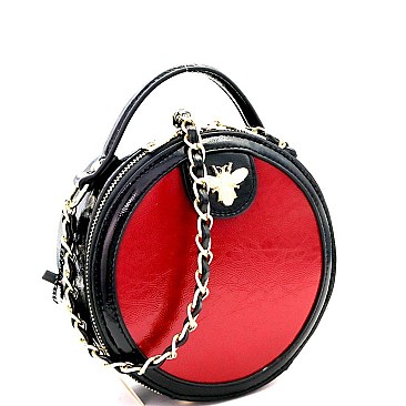 Bee Charm Two-Tone Patent Round Shoulder Bag MH-MP7298
