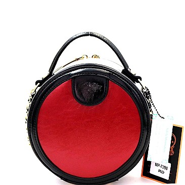 Bee Charm Two-Tone Patent Round Shoulder Bag MH-MP7298