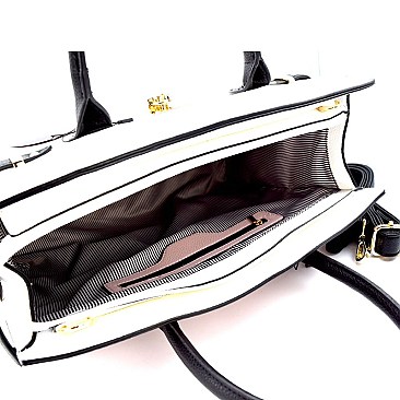 Padlock Accent 2-Tone Oversized Satchel Wallet SET MH-MS1309GS