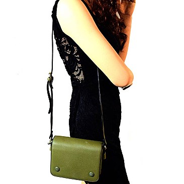 MS2031-LP Button Accent Multi-Compartment Cross-body