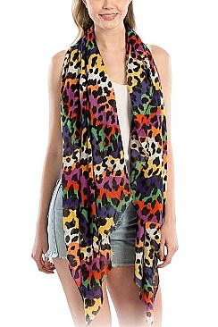 MULTI-COLOR LEOPARD PRINTED SCARF