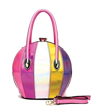 Ball Shaped Multi Stripe Satchel