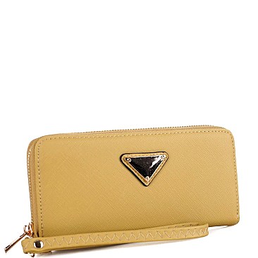 Triangle Logo Zip-around Slim Wristlet Wallet