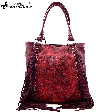 Montana West Leather Fringed Tote