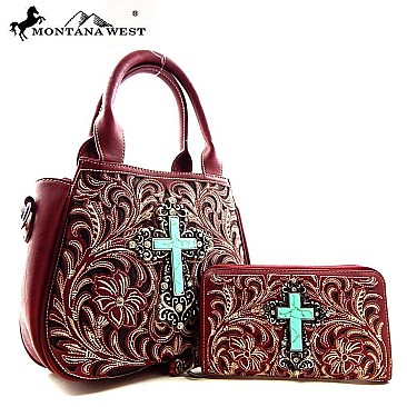 Montana West Turquoise Cross Satchel Combo Set