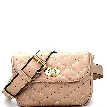 MY6655-LP Turn-Lock Accent Quilted Fashion Fanny Pack