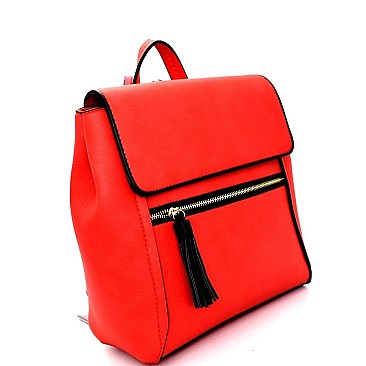 MY6704-LP Tassel Zipper Accent Two-Tone Fashion Backpack