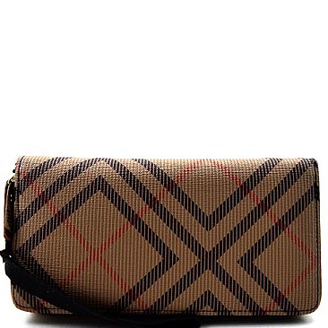 Fancy Checker Plaid Pattern Colored Zipper Wristlet