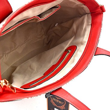 String Accent Plaid Pattern Shopper Tote Wallet SET MH-AGZ6921