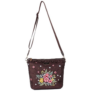 NYLON ADIRA GARDEN WITH LEATHER TRIMMING CROSS BODY