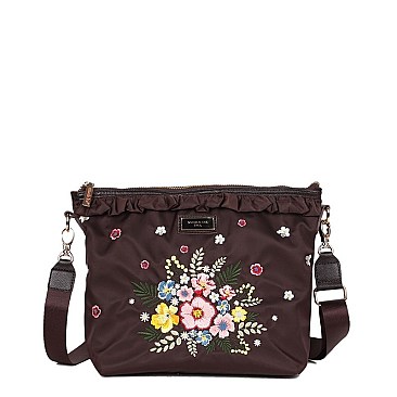 NYLON ADIRA GARDEN WITH LEATHER TRIMMING CROSS BODY