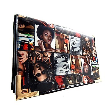 Envelope Magazine Model Print Clutch